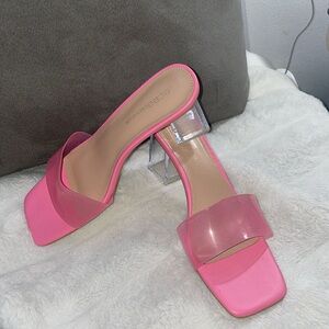 BCBGeneration Womens Luckee Pink Slip On Square Toe Block Heel Shoes NWOB